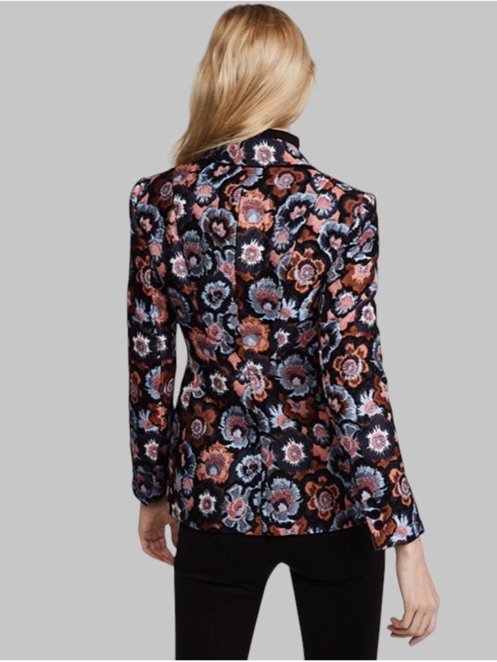 THEORY Floral Jacquard Riding Jacket Blazer 4 Multi Italian Woven - Picture 5 of 16